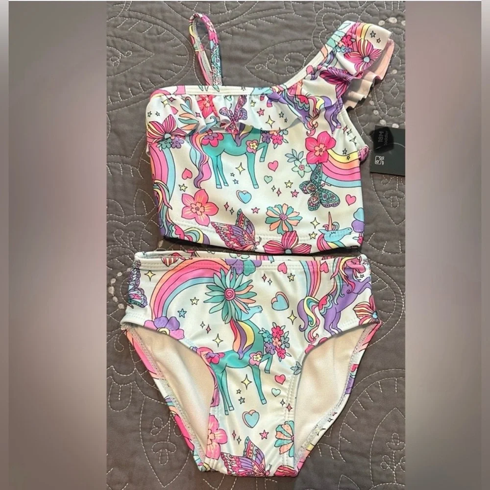 Okie Dokie Toddler Girls Magicorn Land 2 Piece Bikini NWT Size 4T